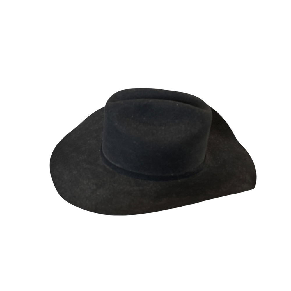 Justin XXX Western Wear Cowboy Hat Unisex 7 1/8th 57 Black Wool Cowgirl Buckle - Picture 7 of 15